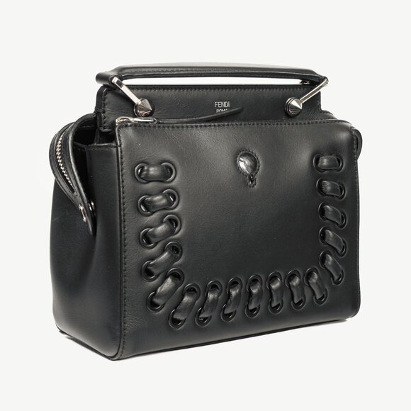 Fendi Dotcom Whipstitch Black Leather Satchel - Picture 2 of 14